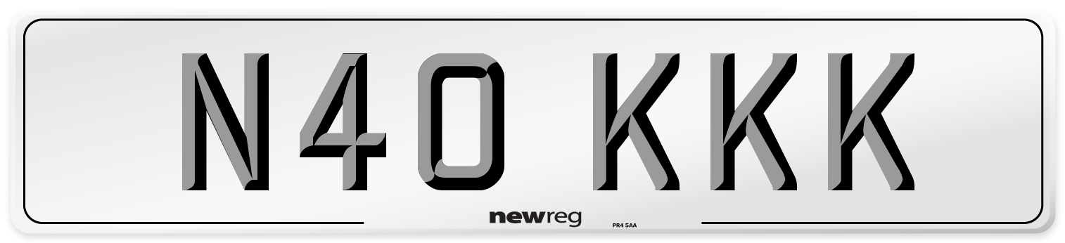 N40 KKK Number Plate from New Reg